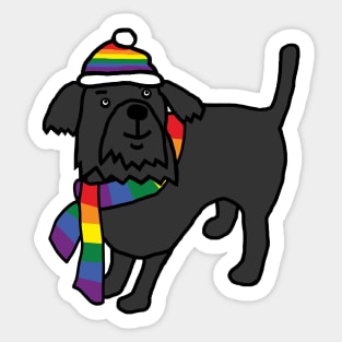 Cute Dog and Rainbow Pride Flag Hat and Scarf Sticker